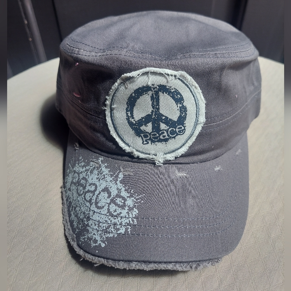 Grey peace hat/cap. New